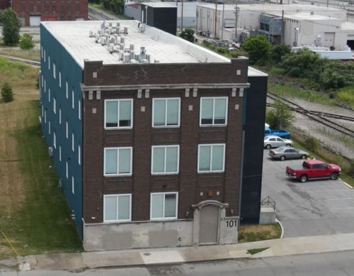 ariel view of garvin lofts building