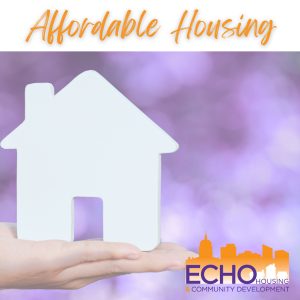 Image of a hand holding a house with the title Affordable Housing