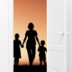 Image of a doorway with a mother and children on the other side