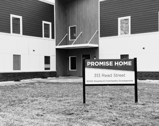 Image of the promise home in black and white