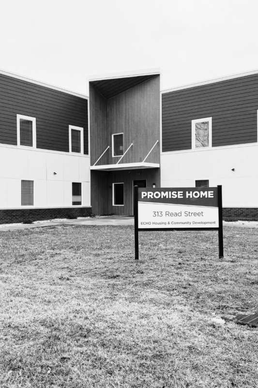 Image of the promise home in black and white