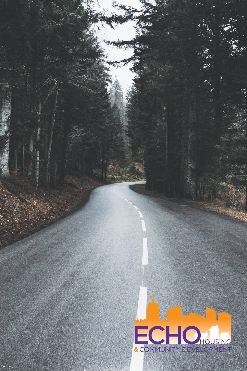 Picture of an empty road with the ECHO logo